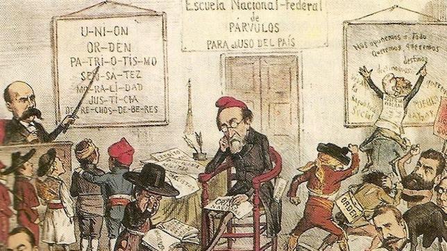 Caricatura de la revista satírica La Flaca en la que aparece Pi y Margall