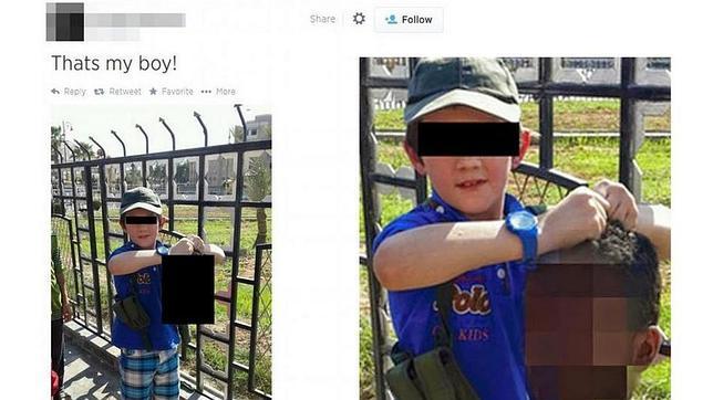 Un yihadista australiano del Estado Islámico fotografía a su hijo con la cabeza decapitada de un soldado sirio