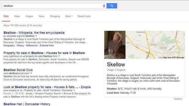 Aparece la foto de un hombre desnudo al «googlear» el nombre de un pueblo inglés