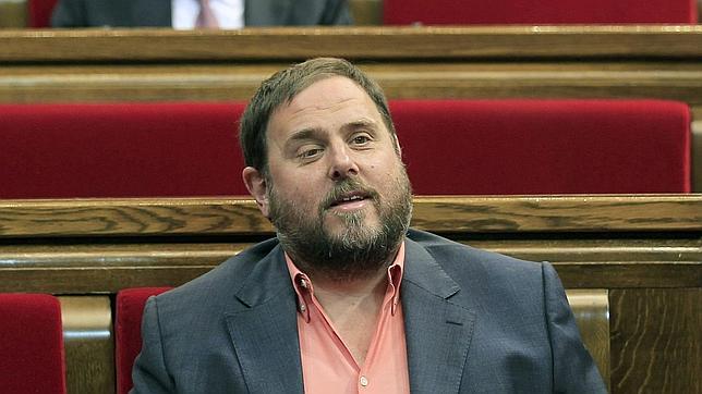 El líder de ERC, Oriol Junqueras, durante la sesión de control al Gobierno catalán