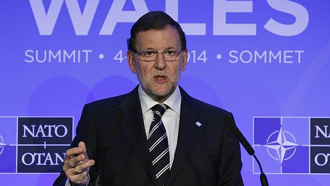 Rajoy, durante la rueda de prensa que ha ofrecido en Newport