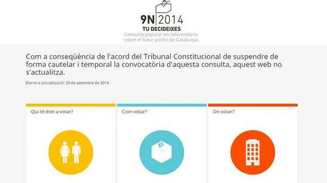 Captura de pantalla de la web institucional de la consulta del 9N