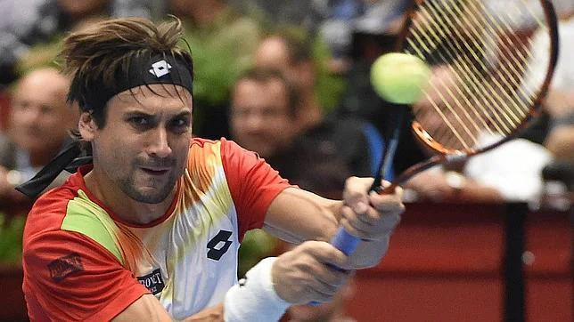 Ferrer golpea de revés en un partido del torneo de Viena