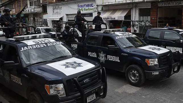 Efectivos de la Policía Federal Mexicana en Teloloapan, Estado de Guerrero