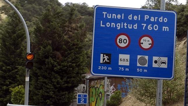 El aviso del radar antes de entrar en el tunel del Pardo