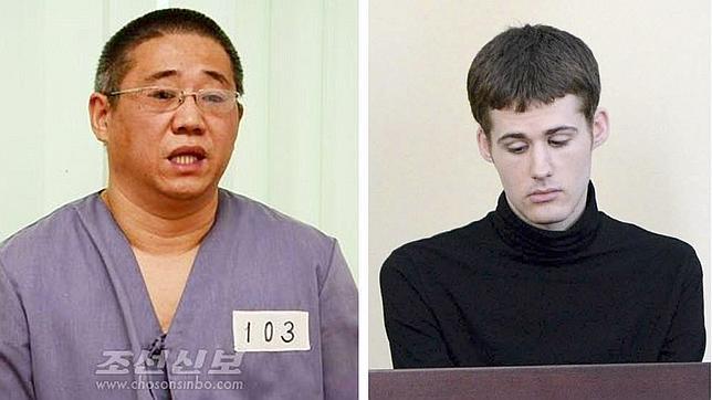 Bae y Miller, en imágenes difundidas por las autoridades norcoreanas
