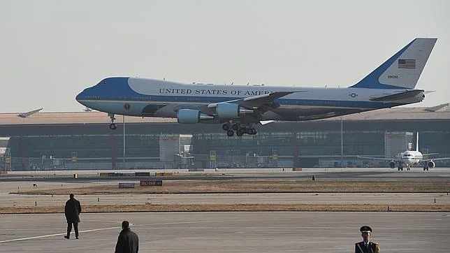 El avión del presidente Obama a su llegada a Pekín