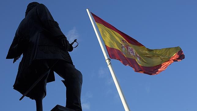 La estatua de Blas de Lezo tal y como quedará el sábado en la Plaza de Colón de Madrid