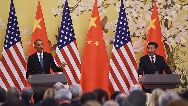 Obama y Xi Jinping durante una conferencia de prensa en Pekín