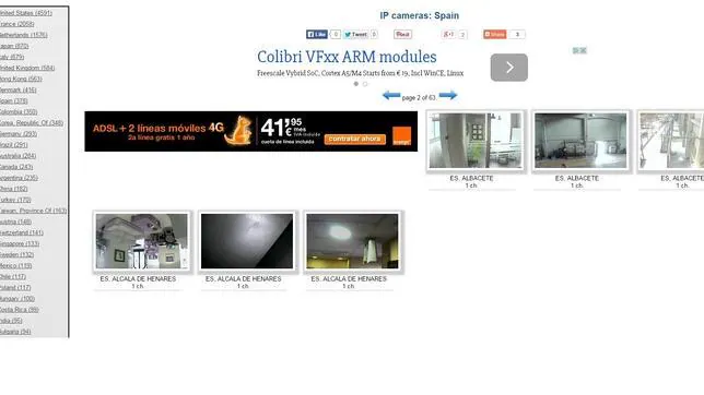 Captura de la polémica web que recoge enlaces a webcam de todo el mundo