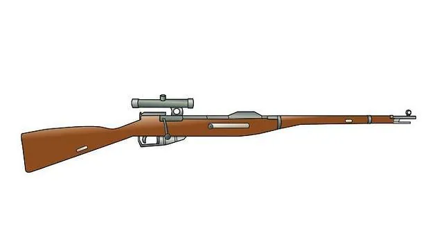 Dotado de mira telescópica, como en el dibujo, fue el arma preferida de los francotiradores soviéticos