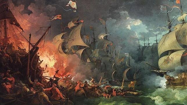 Derrota de la Armada Invencible, pintura de Philippe-Jacques de Loutherbourg