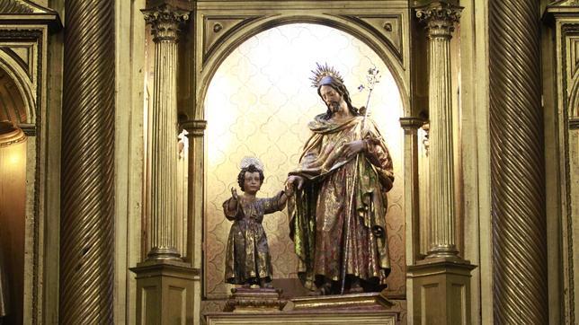 San José y el Niño Jesús, en su retablo de la iglesia de Las Teresas