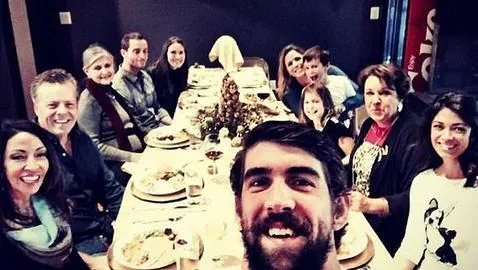 Michael Phelps con su familia el Día de Acción de Gracias