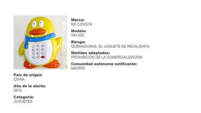 Ficha del producto en el portal de consumo de la Comunidad de Madrid