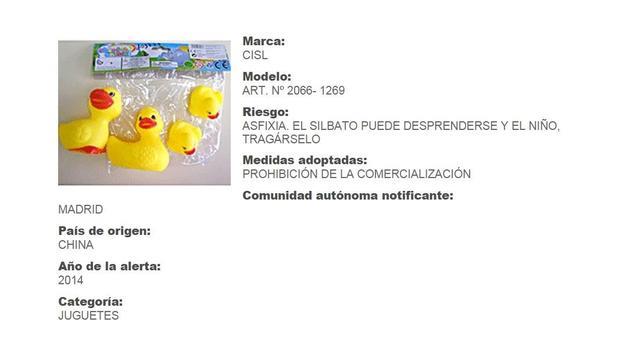 Ficha del producto en el portal de consumo de la Comunidad de Madrid