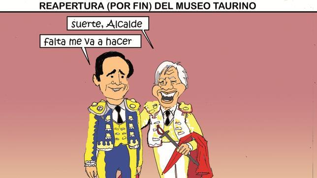 La viñeta muestra al alcalde de Córdoba, José Antonio Nieto y Manuel Benítez «El Cordobés»
