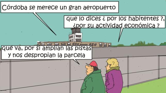 Dos parcelistas frente a las pistas del aeropuerto de Córdoba