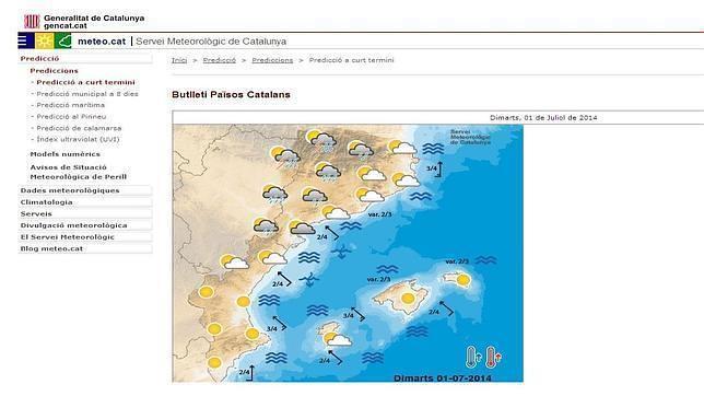 Imagen de la página web del Servicio Meteorológico de Cataluña