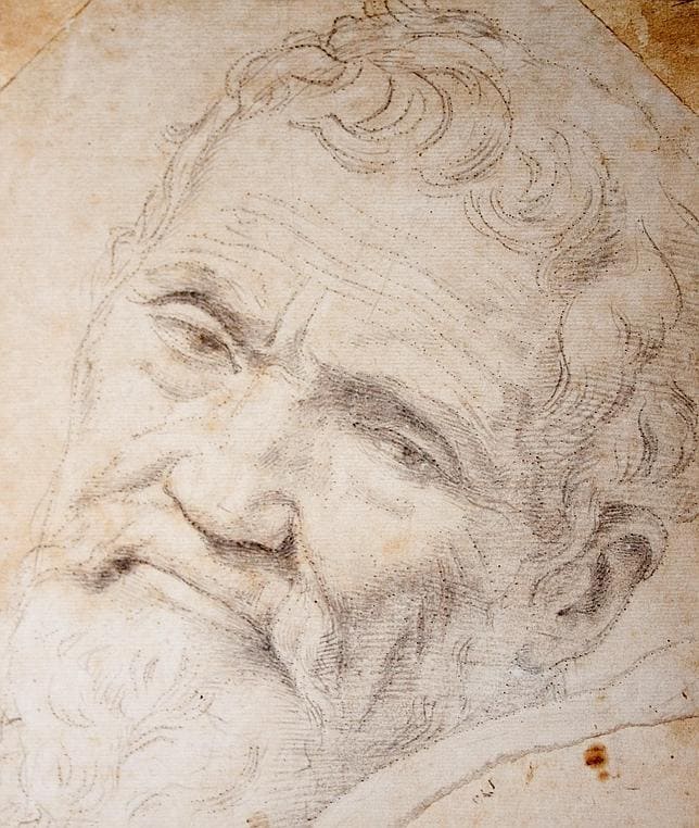 Un anciano Miguel Ángel, retratado por Daniele da Volterra en este soberbio dibujo