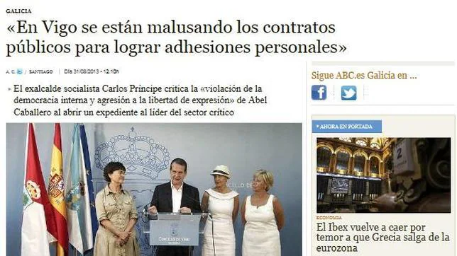 El PSOE expulsa a Príncipe por desvelar los «enchufes» en el Ayuntamiento de Vigo