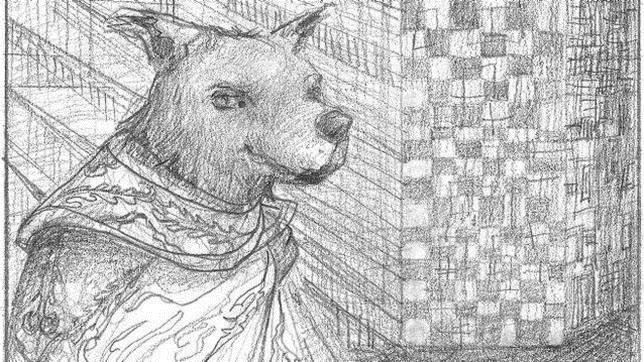 Visión artística del perro Paco de la ilustradora Carmen Romero en el libro Otros Tiempos