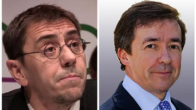 Juan Carlos Monedero, de Podemos; y José Carrillo, el rector actual de la Universidad Complutense de Madrid