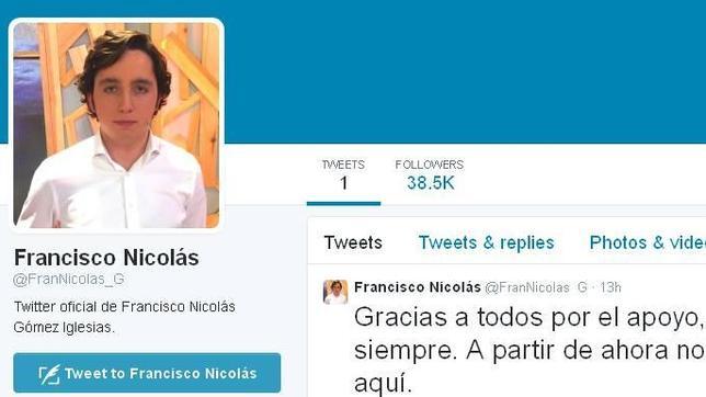 El «pequeño Nicolás» ha hecho su debút en Twitter
