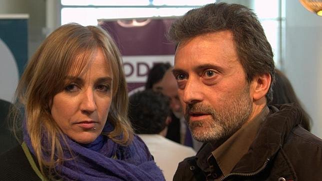 Tania Sánchez y Mauricio Valiente en el acto de Podemos y Ganemos Madrid