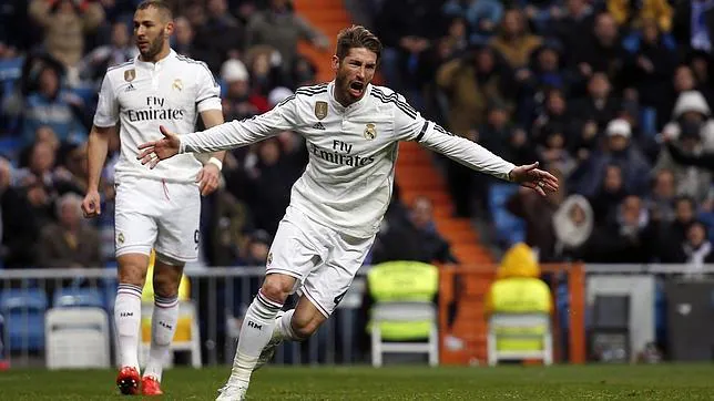 Ramos celebra su gol ante la Real Sociedad