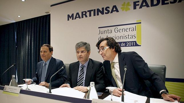 El presidente de Martinsa- Fadesa, Fernando Martín (centro) junto a otros antigüos directivos de la inmobiliaria