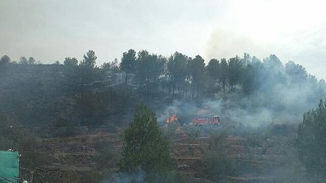 Media docena de medios áereos trabajan en un incendio forestal declarado en l'Orxa