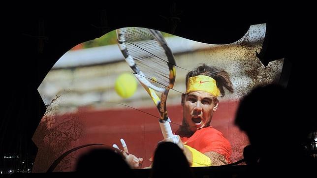 Imagen del tenista Rafa Nadal en el vídeo de Marca España presentado en Barcelona