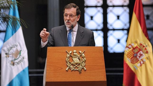 Mariano Rajoy durante su comparencia ante los medios en Guatemala
