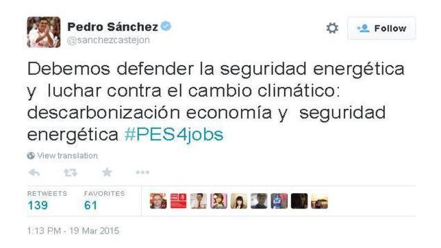 Polémica por un tuit de Pedro Sánchez a favor de «descarbonizar la economía»