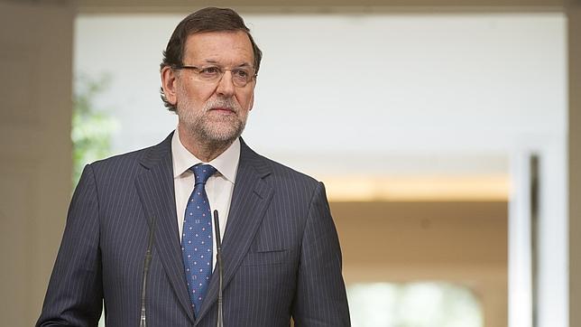 Mariano Rajoy en una rueda de prensa en el palacio de la Moncloa