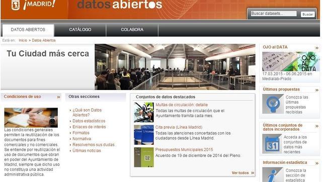 Captura del portal «Datos abiertos» del Consistorio madrileño