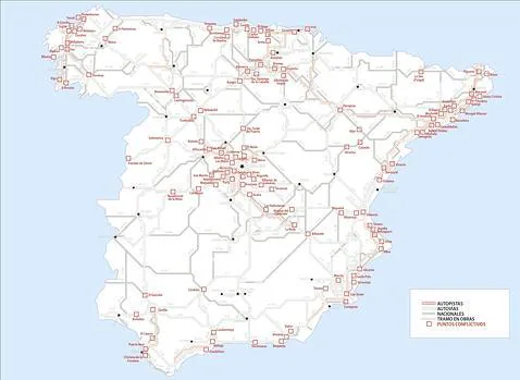La Dirección General de Tráfico ha publicado un mapa con los sitios que tendrán mayor circulación de vehículos