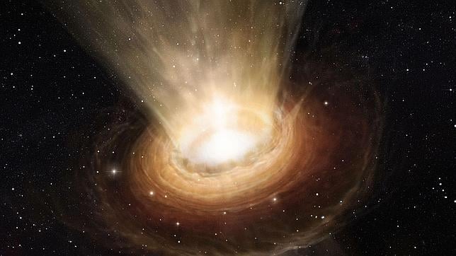 Una representación de un agujero negro masivo