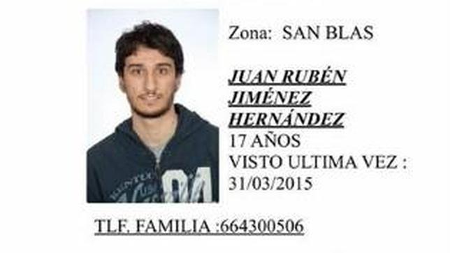 Juan Rubén Jiménez, el joven de 17 años desparecido en el barrio de San Blas desde el pasado martes