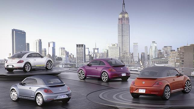 Imagen de familia de los ensayos VW Beetle ahora presentados en Nueva York.