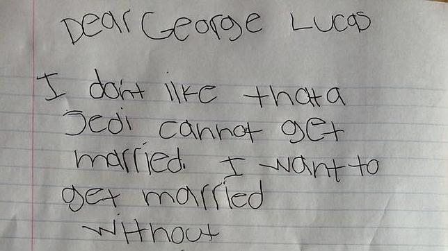 La carta a George Lucas de un niño disgustado por la soltería forzosa de los Jedi