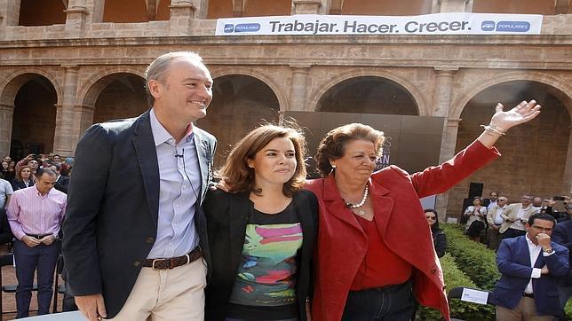 Fabra, Sáenz de Santamaría y Barberá, en el acto celebrado por el PP este sábado en Valencia