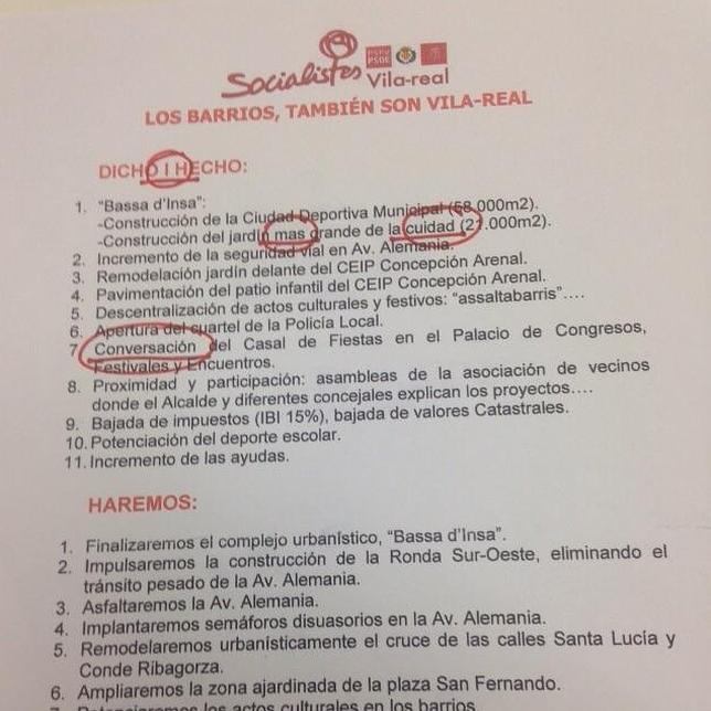 El PSPV de Villarreal difunde un programa electoral plagado de errores ortográficos