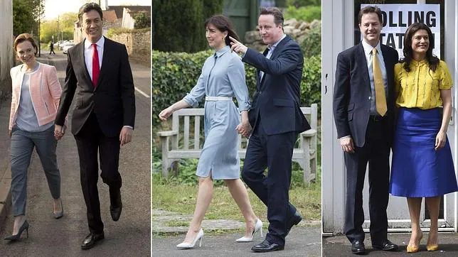 Justin y Ed Miliband, Samantha y David Cameron y Nick y Miriam Clegg