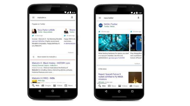 Google comienza a privilegiar los «tuits» en las búsquedas desde el móvil