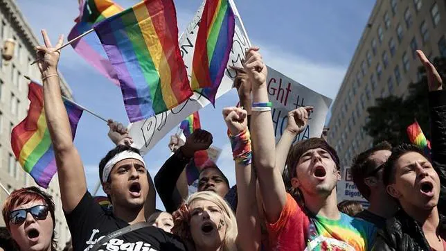 Un grupo de activistas gays pidiendo igualdad de derechos en Estados Unidos