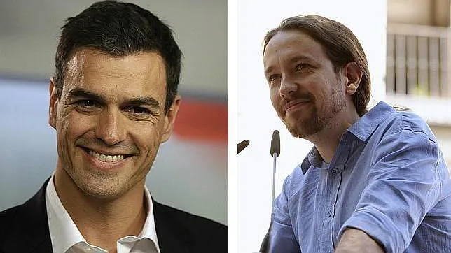 Pedro Sánchez, secretario general del PSOE, y Pablo Iglesias, líder de Podemos