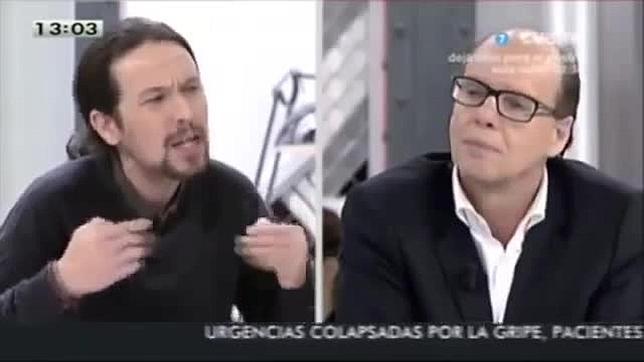 Pablo Iglesias debatiendo en Cuatro frente a Jaime González de ABC