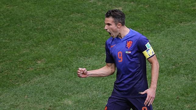 Van Persie celebra un gol con la selección holandesa
